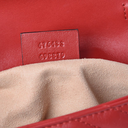 Gucci Calfskin Matelasse Super Mini GG Marmont Shoulder Bag Hibiscus Red 7 of 12