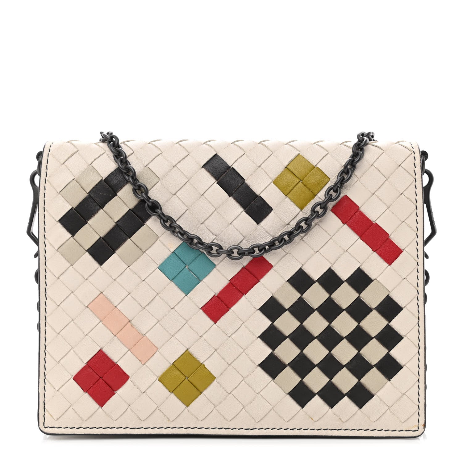 Bottega Veneta Nappa Intrecciato Chain Wallet Mist Abstract 1 of 12