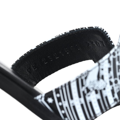 Hermes Calfskin Astrologie Bandana Oran Sandals 35.5 Black White 9 of 10