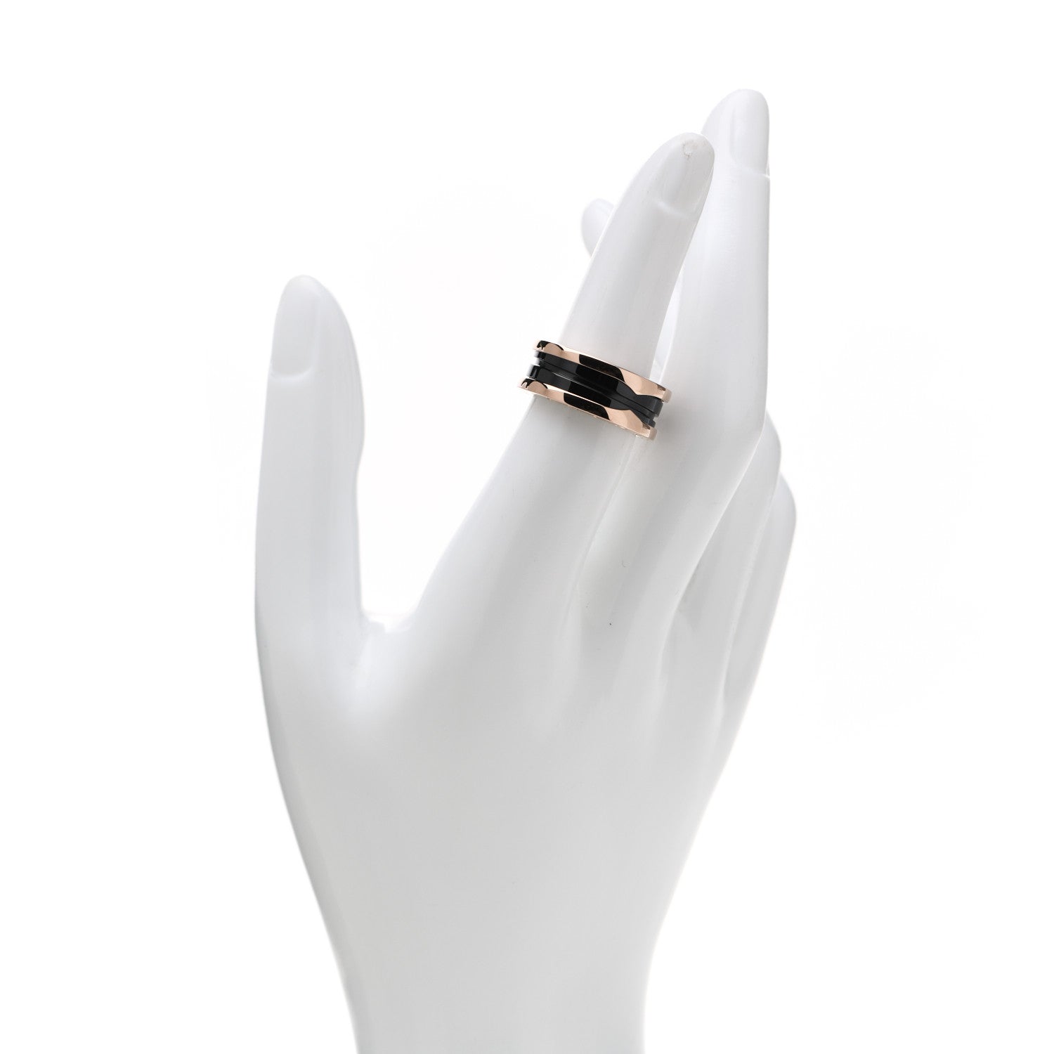 Bulgari 18K Rose Gold Black Ceramic B.Zero1 Two-Band Ring 53 6.25 2 of 6