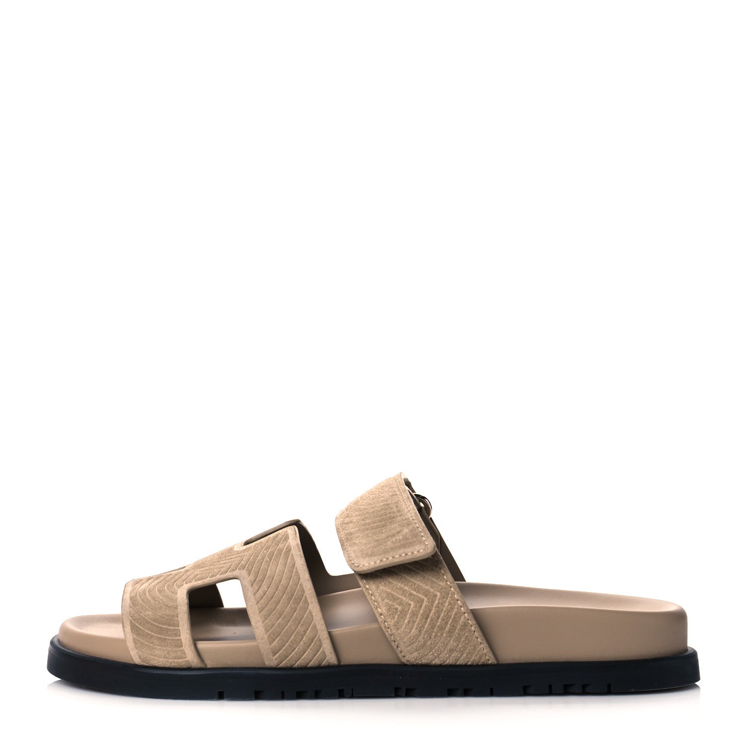 Hermes Suede Goatskin Chaine d'Ancre Womens Chypre Sandals 37 Beige Sable 1 of 9