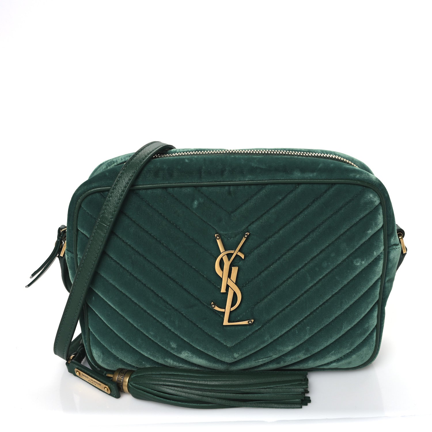 Saint Laurent Velvet Matelasse Monogram Lou Camera Bag Deep Malachite 1 of 13