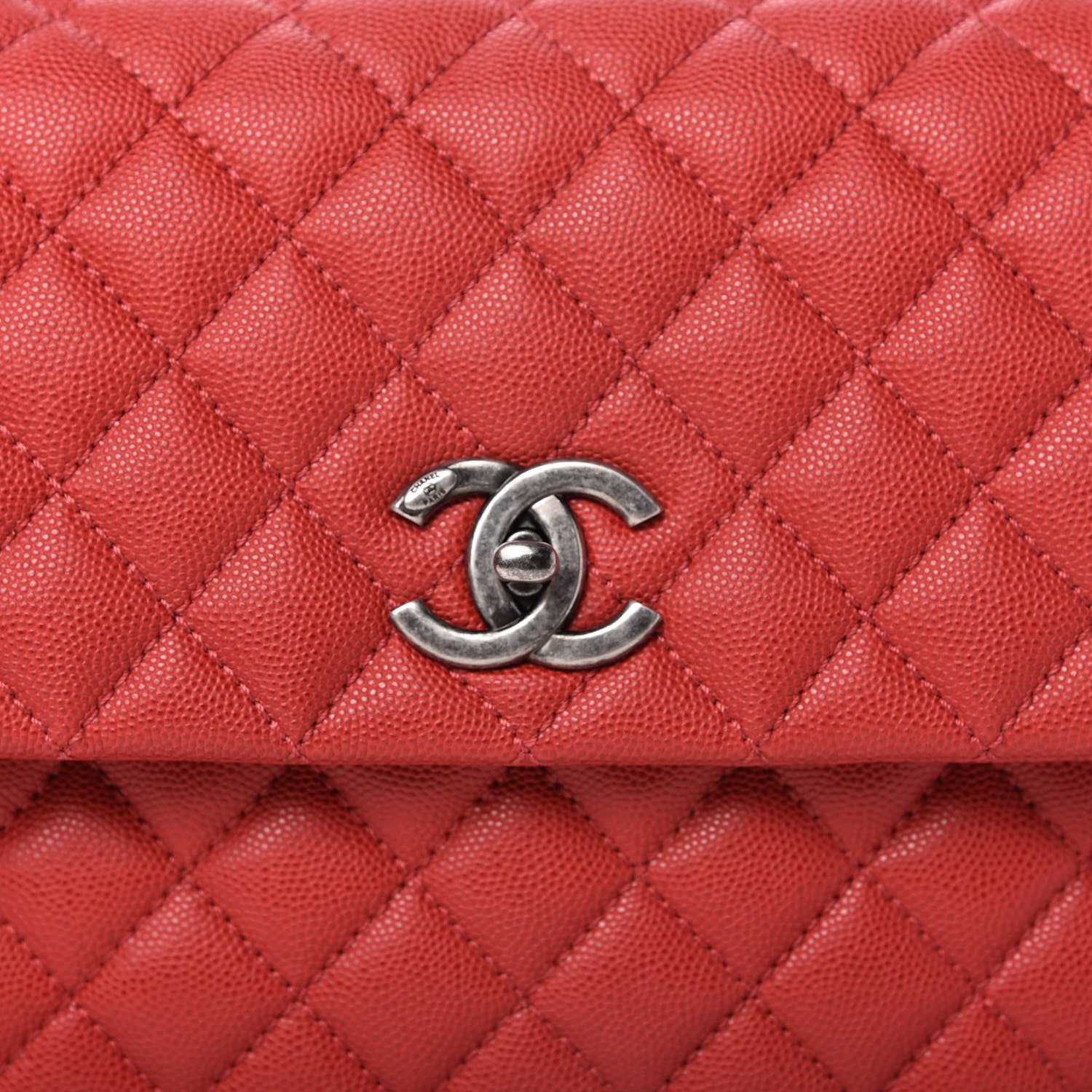 Chanel Caviar Quilted Medium Coco Handle Flap Red 10 of 10