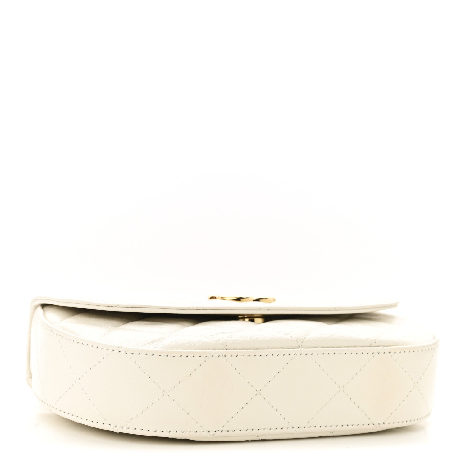 Chanel Shiny Aged Calfskin Quilted Top Handle Clutch With Chain White 4 of 11