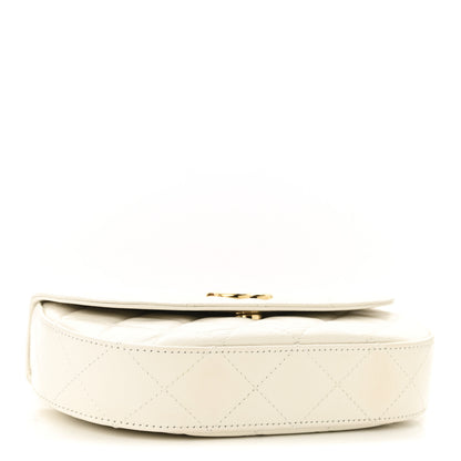 Chanel Shiny Aged Calfskin Quilted Top Handle Clutch With Chain White 4 of 11