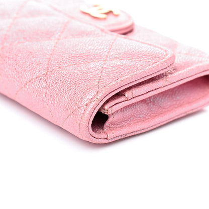 Chanel Iridescent Caviar Quilted Flap Card Holder Rose Pink 10 of 14