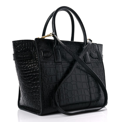 Mulberry Crocodile Embossed Calfskin Small Zipped Bayswater Black 2 of 12