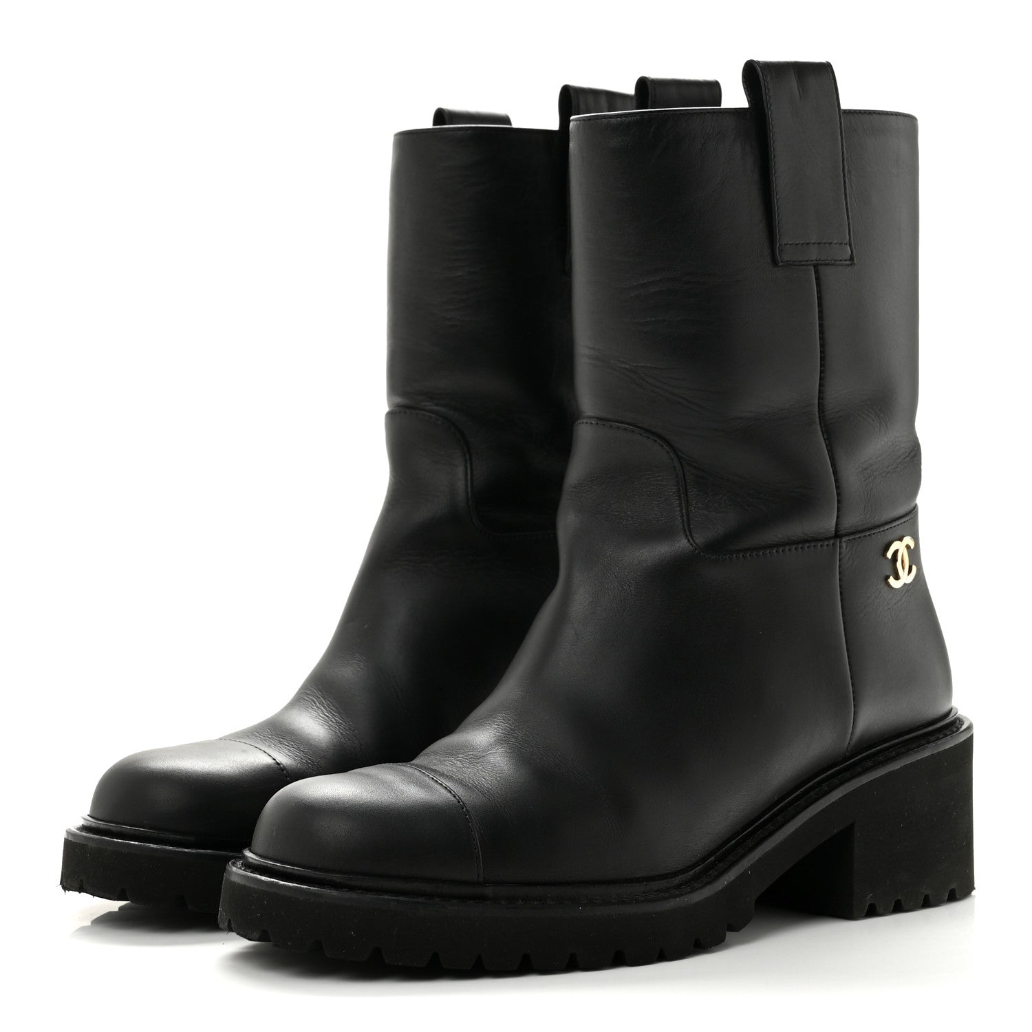 Chanel Calfskin CC Ankle Boots 36 Black 4 of 11