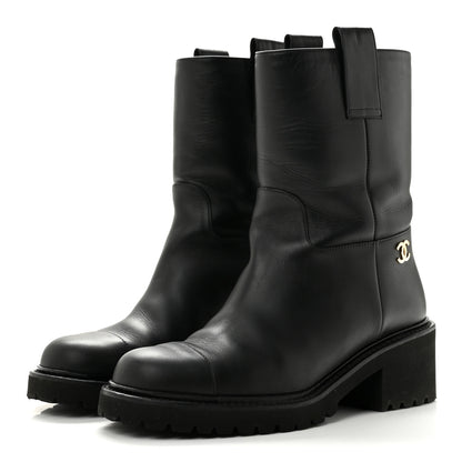 Chanel Calfskin CC Ankle Boots 36 Black 4 of 11