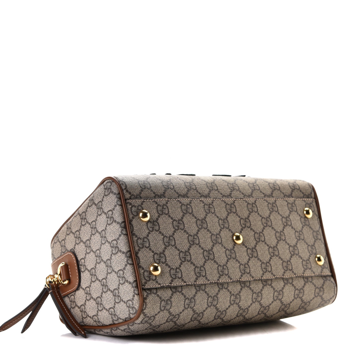 GG Supreme Monogram Floral Embroidered Small Boston Brown