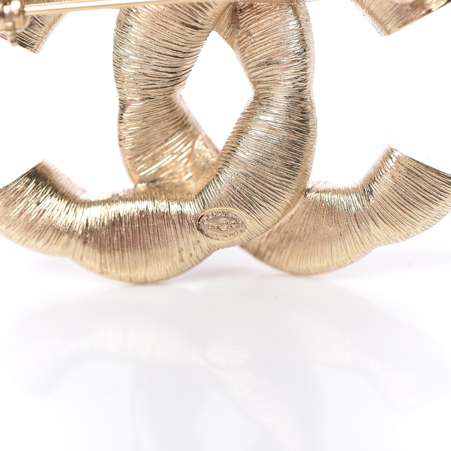 Crystal Twisted CC Brooch Gold Pale Pink