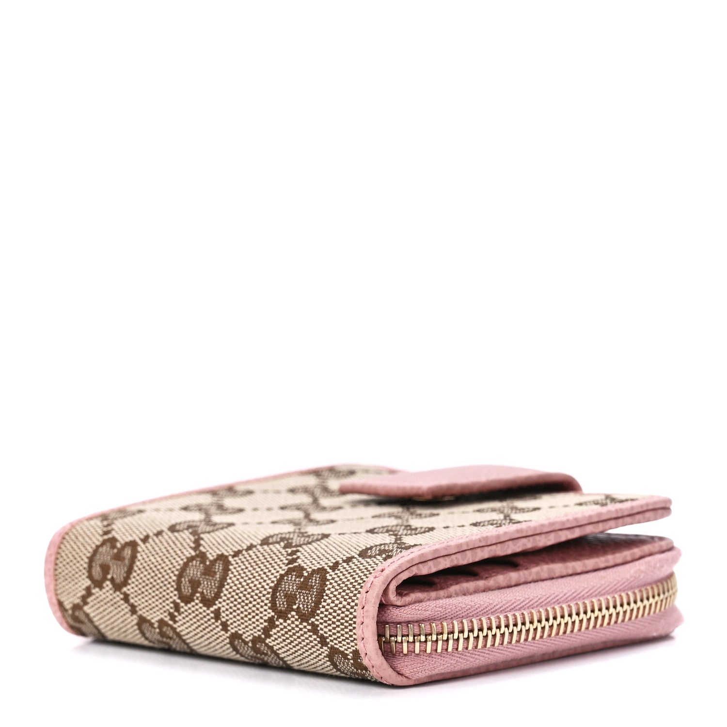 Gucci Monogram Dollar Calfskin Zip Around French Flap Wallet Beige Ebony Soft Pink 11 of 13