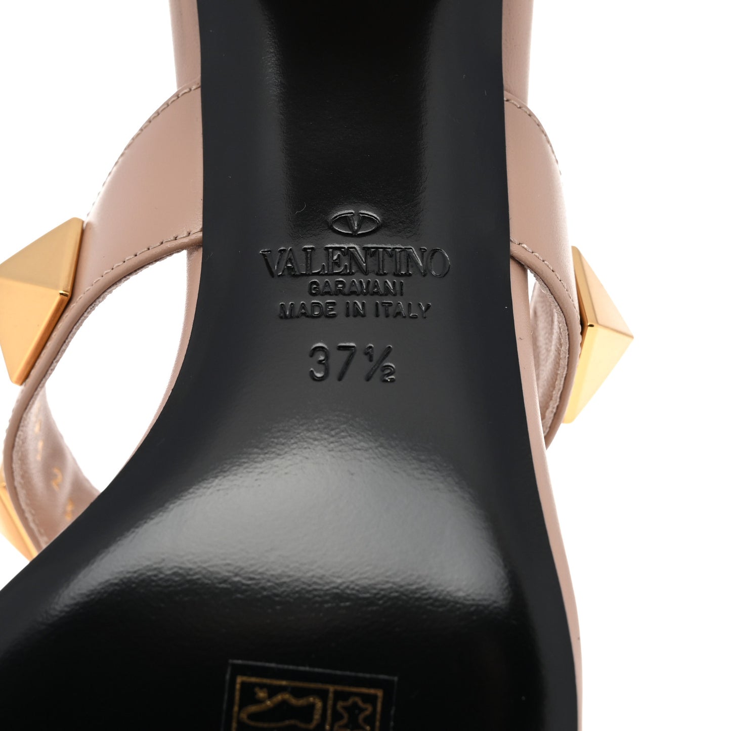 Calfskin Roman Stud 60mm Slide Sandals 37.5 Rose Cannelle