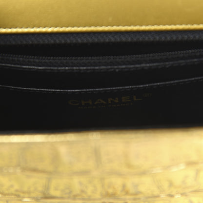 Chanel Metallic Calfskin Crocodile Embossed Cocodile Rectangular Mini Flap Gold 8 of 10