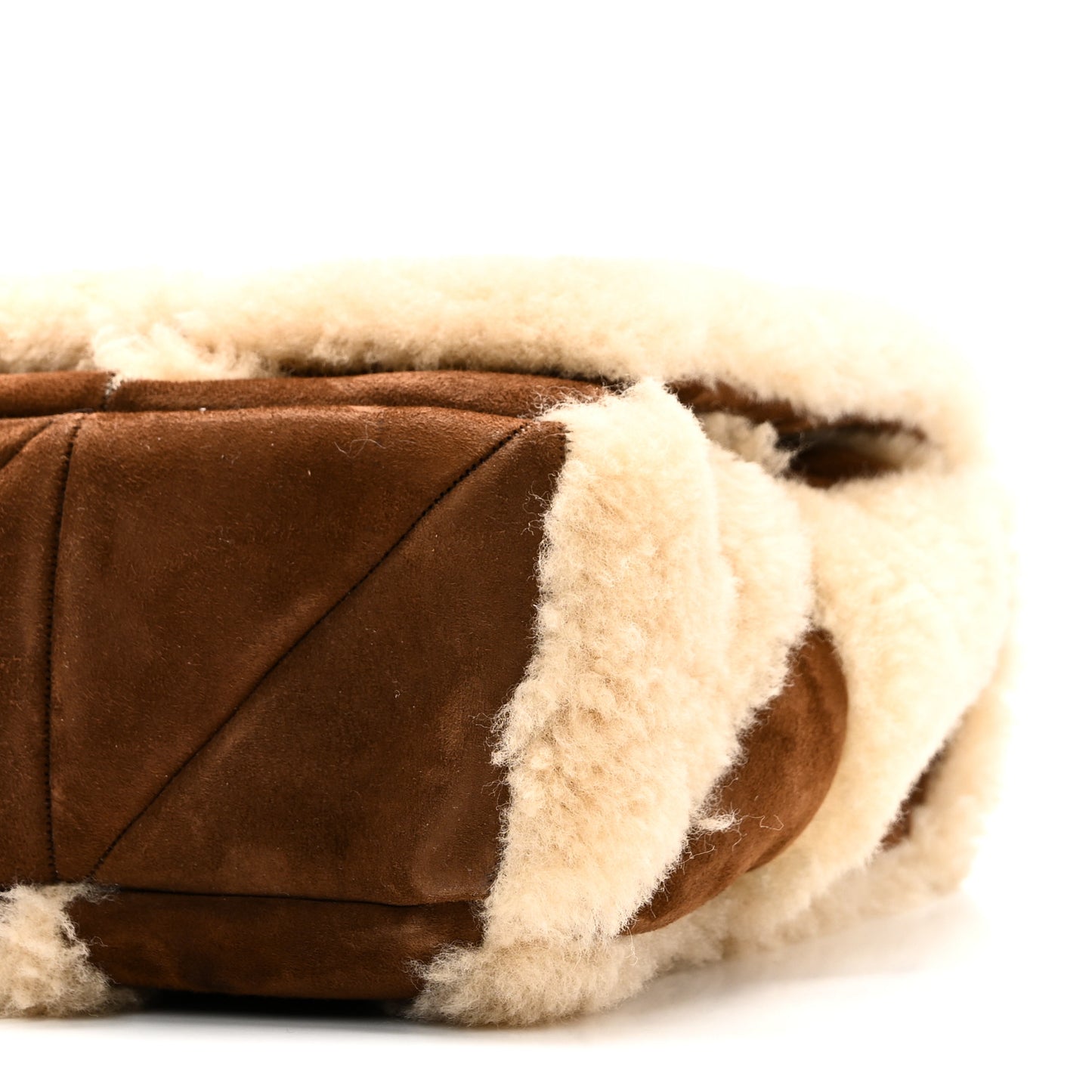 Suede Shearling Patchwork Monogram Medium Jamie Brown Beige