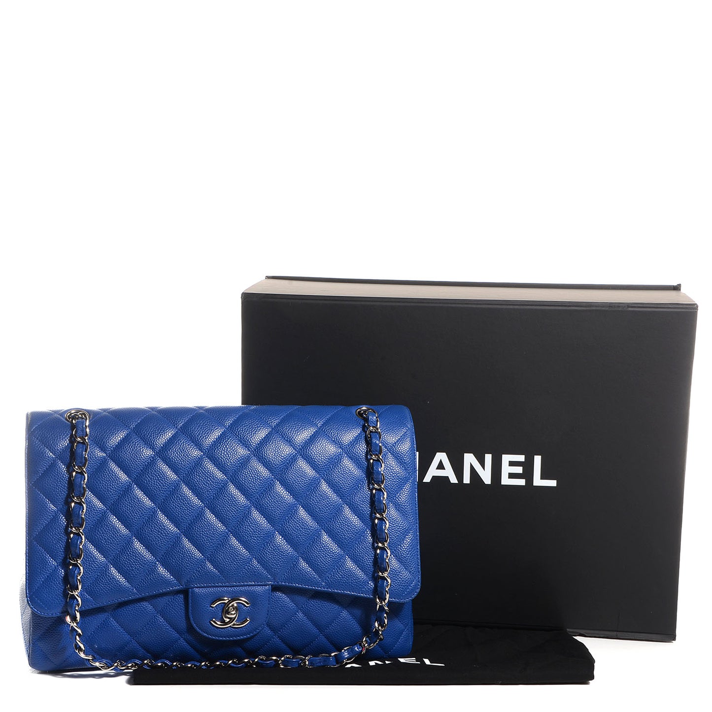 Caviar Quilted Maxi Single Flap Cobalt Blue