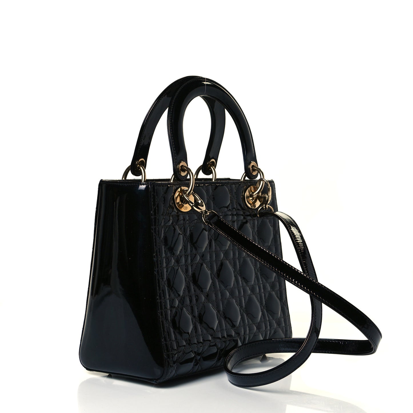 Patent Cannage Medium Lady Dior Black