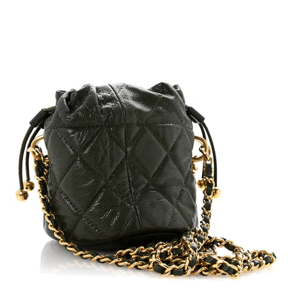 Chanel Caviar Quilted Coco First Bucket Clutch With Chain Khaki 3 of 12