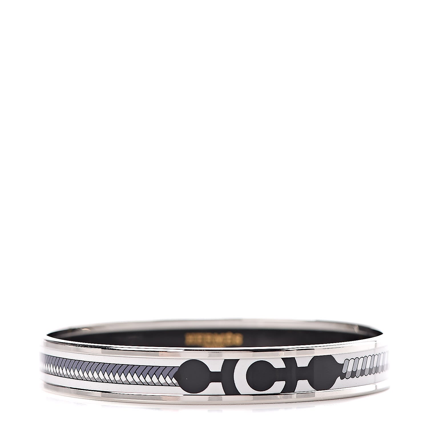 Hermes Enamel Printed Narrow Panoplie Equestre Bracelet 70 Faux Gris 1 of 6
