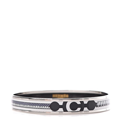 Hermes Enamel Printed Narrow Panoplie Equestre Bracelet 70 Faux Gris 1 of 6