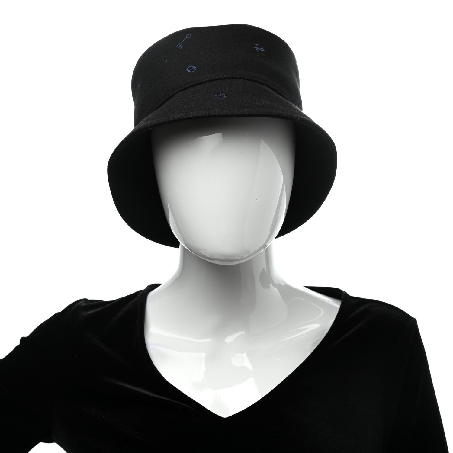 Hermes Cashmere Debbie Charms Bucket Hat 58 Black 2 of 8