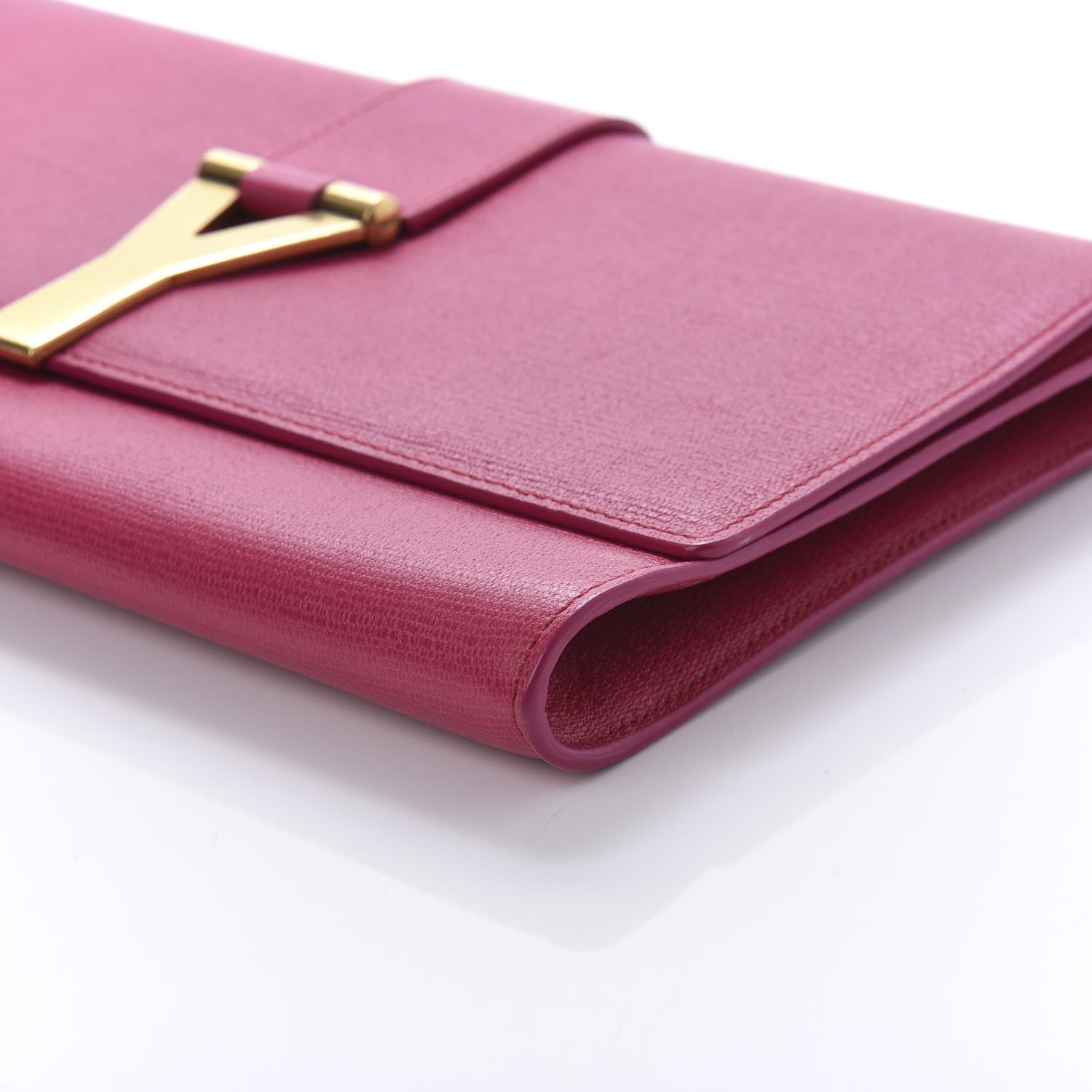 Saint Laurent Textured Calfskin Y Ligne Clutch Fuchsia 7 of 9