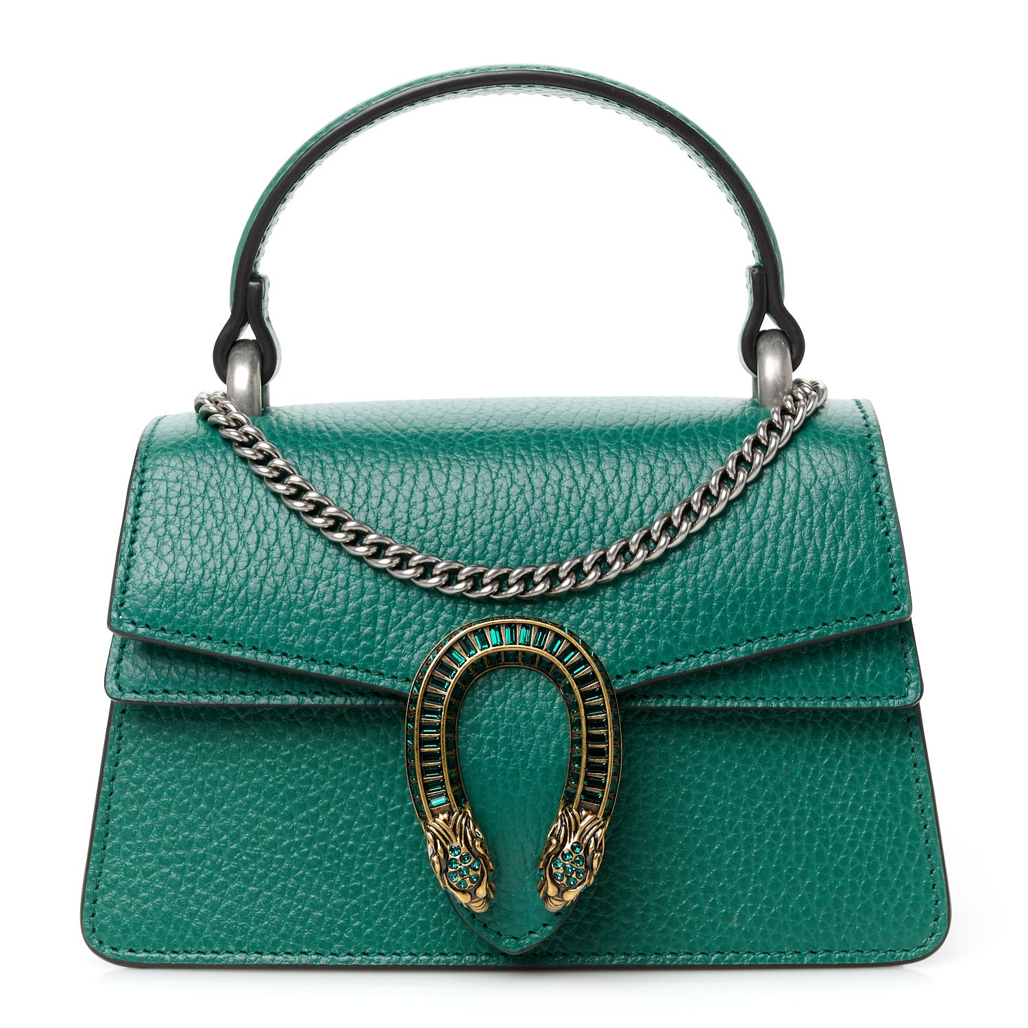 Gucci Dollar Calfskin Crystal Mini Dionysus Top Handle Bag Emerald 1 of 10