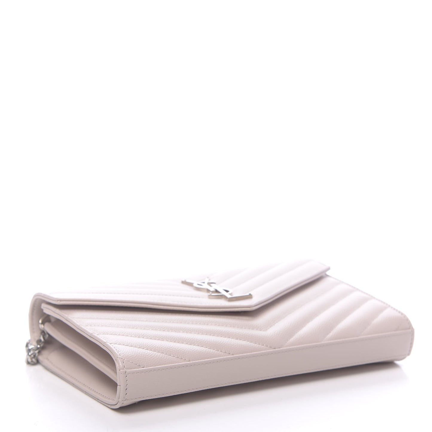 Grain De Poudre Matelasse Chevron Monogram Chain Wallet Nude Powder