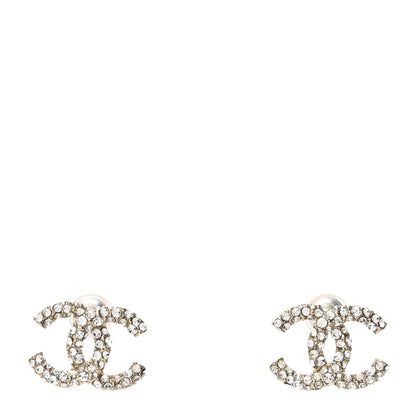 Chanel Crystal Timeless CC Earrings Light Gold 1 of 4