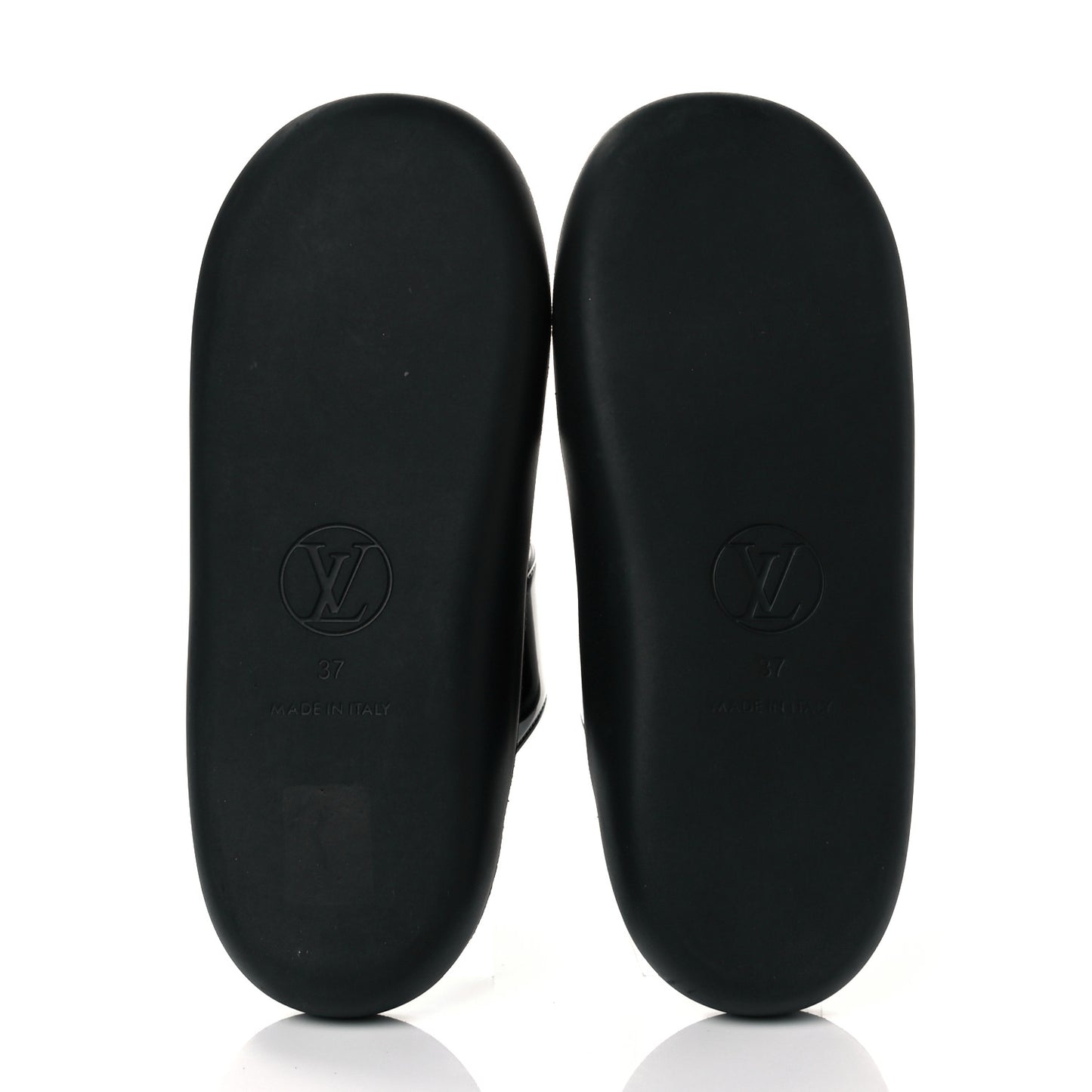Monogram Sunbath Flat Mule Sandals 37 Black