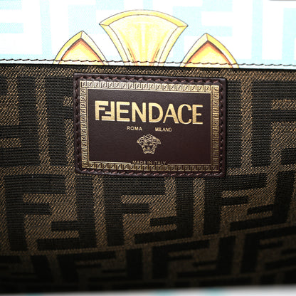 Fendi X VERSACE Calfskin Plexiglass Fendace FF Baroque Print Medium Fendi Sunshine Shopper Tote Gold Multicolor 6 of 10