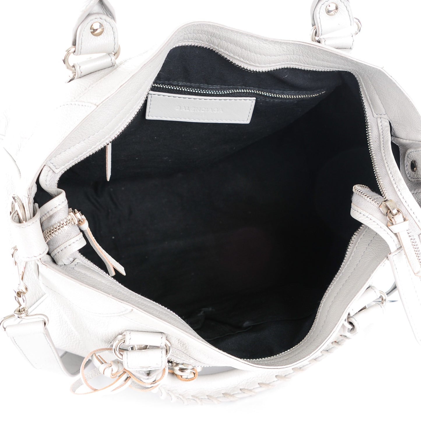 Chevre Silver Metallic Edge Hardware Velo Gris Perle