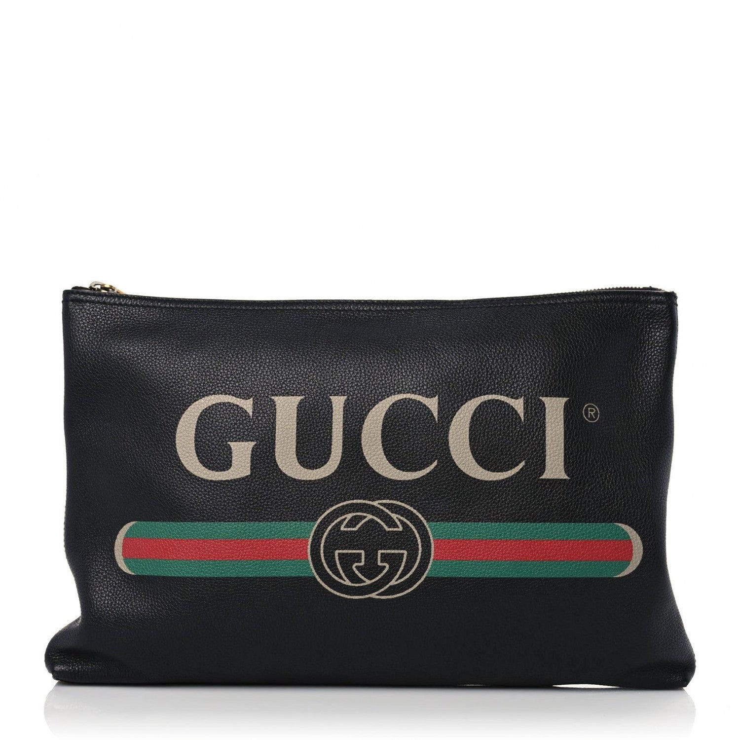 Gucci Pebbled Calfskin Large Logo Portfolio Clutch Black 1 of 12