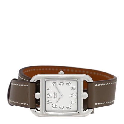 Hermes Stainless Steel Swift 23mm Cape Cod Double Tour Quartz Watch Etoupe 2 of 5