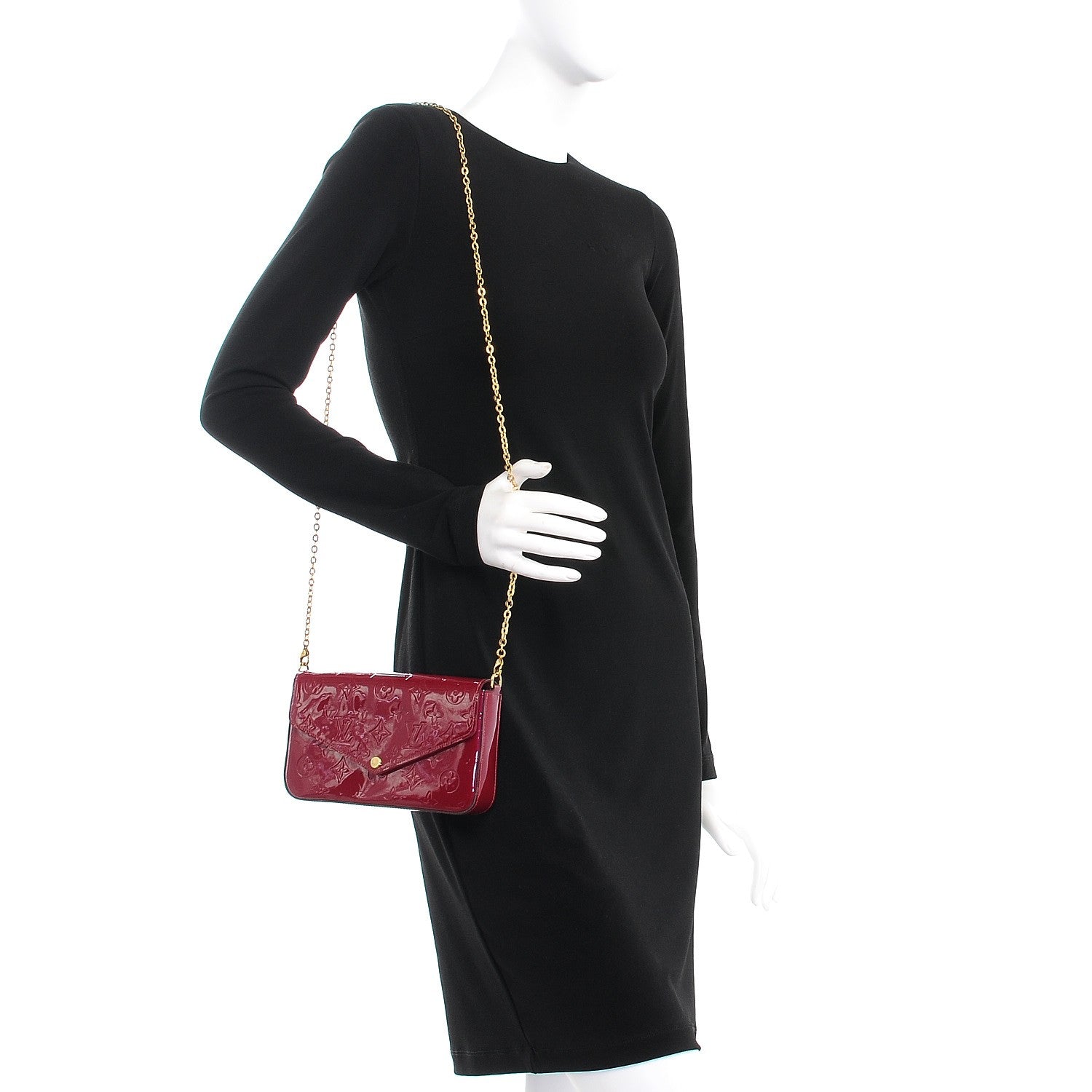 Louis Vuitton Vernis Felicie Chain Wallet Magenta 2 of 11