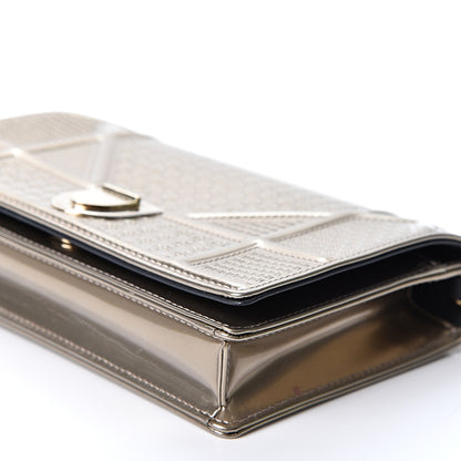 Christian Dior Metallic Patent Micro-Cannage Diorama Wallet on Chain Pouch Gold 9 of 10