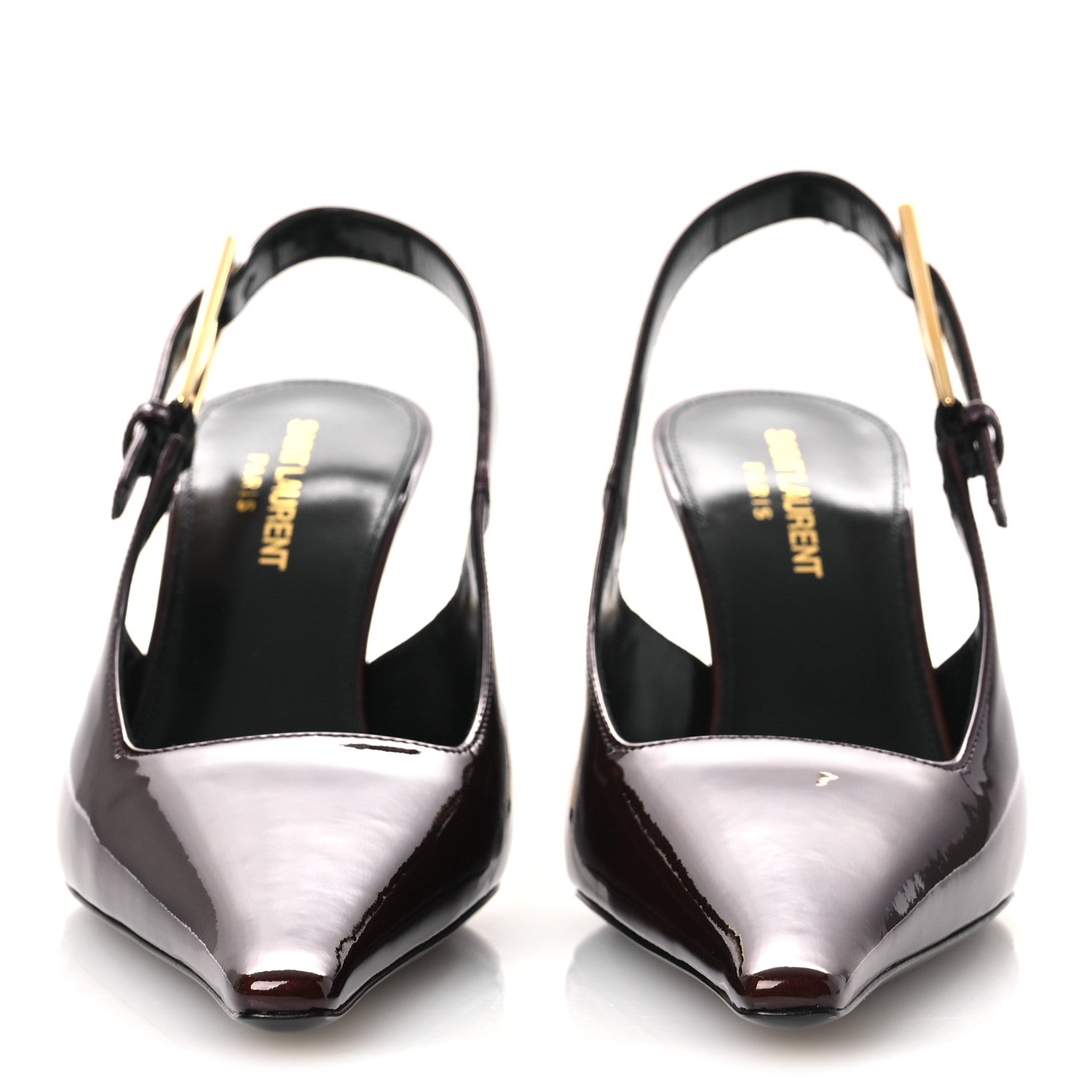 Saint Laurent Glazed Calfskin Lee 75 Slingback Pumps 37 Marron Glace 3 of 13