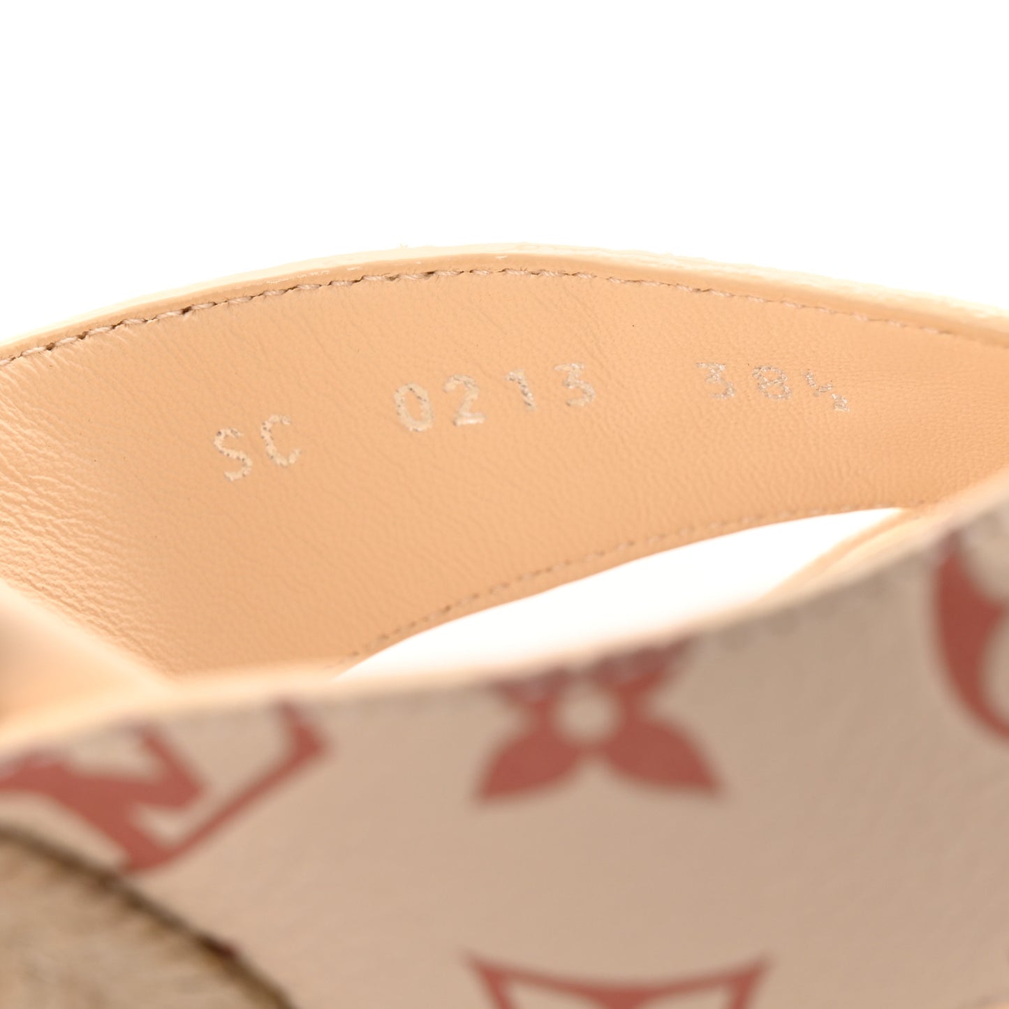 Empreinte Monogram Starboard Espadrille Wedge Sandals 38.5 Creme Rose Trianon