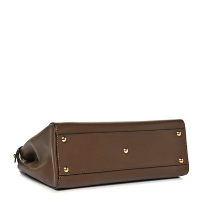 Fendi Vitello Morgan Fabric Jacquard Pequin Medium Peekaboo Iconic Satchel Foresta Tobacco Black 7 of 9