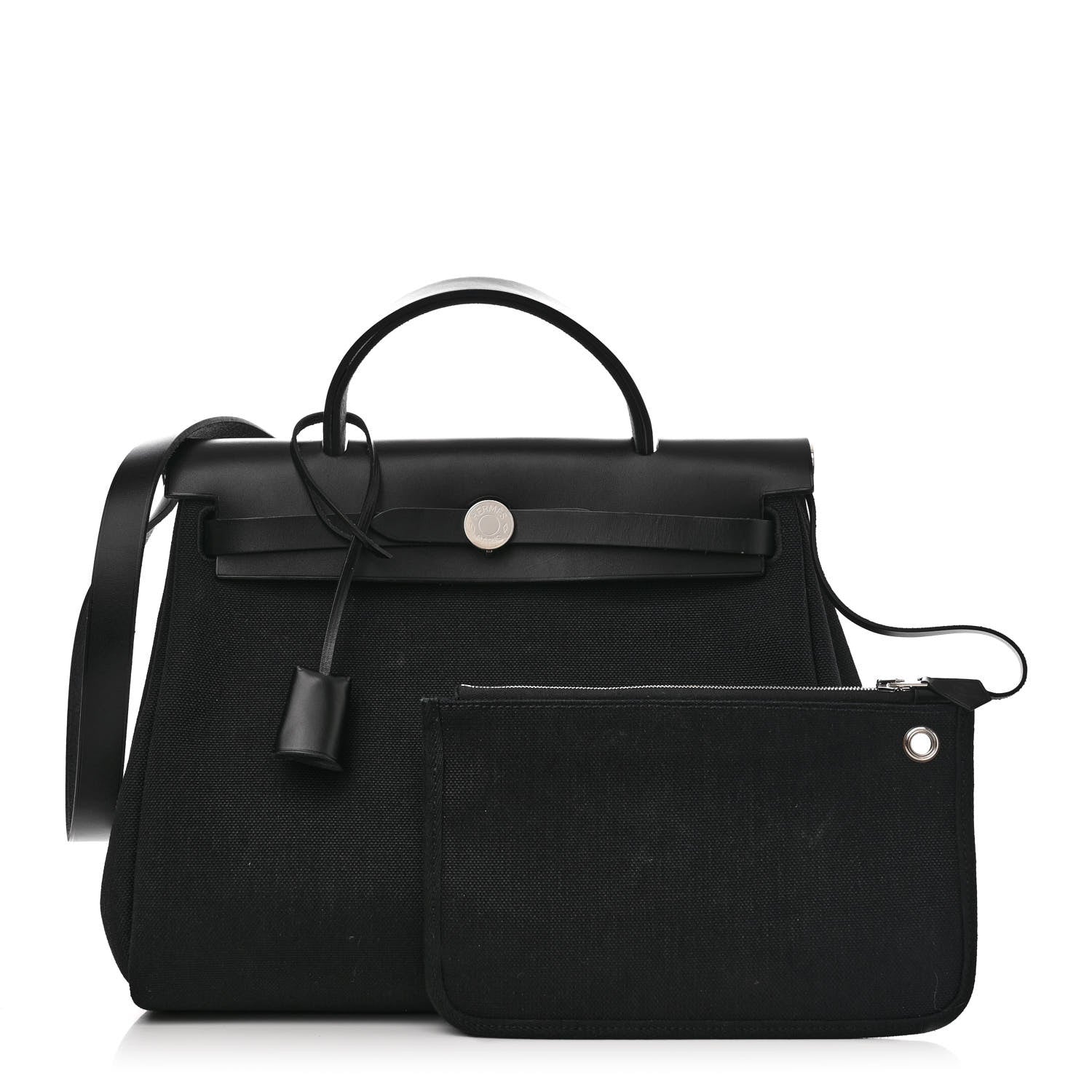 Hermes Military Toile Vache Hunter Herbag Zip Retourne 31 PM Black 3 of 13