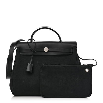 Hermes Military Toile Vache Hunter Herbag Zip Retourne 31 PM Black 3 of 13