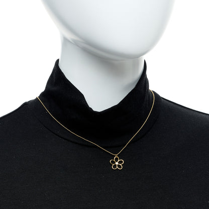 Tiffany 18K Yellow Gold Diamond Open Flower Pendant Necklace 2 of 6