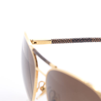 Louis Vuitton Damier Ebene Conspiration Pilote Aviator Sunglasses Z0202U Gold 4 of 6