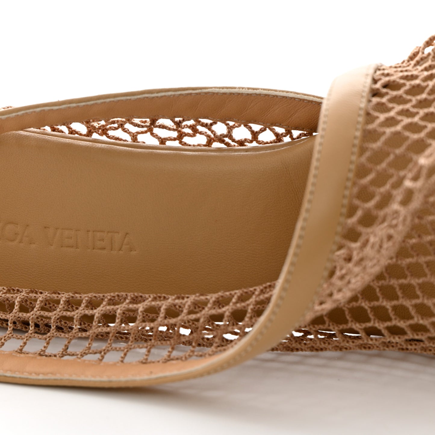 Mesh Nappa Chunky Chain Sandals 37 Beige Pony