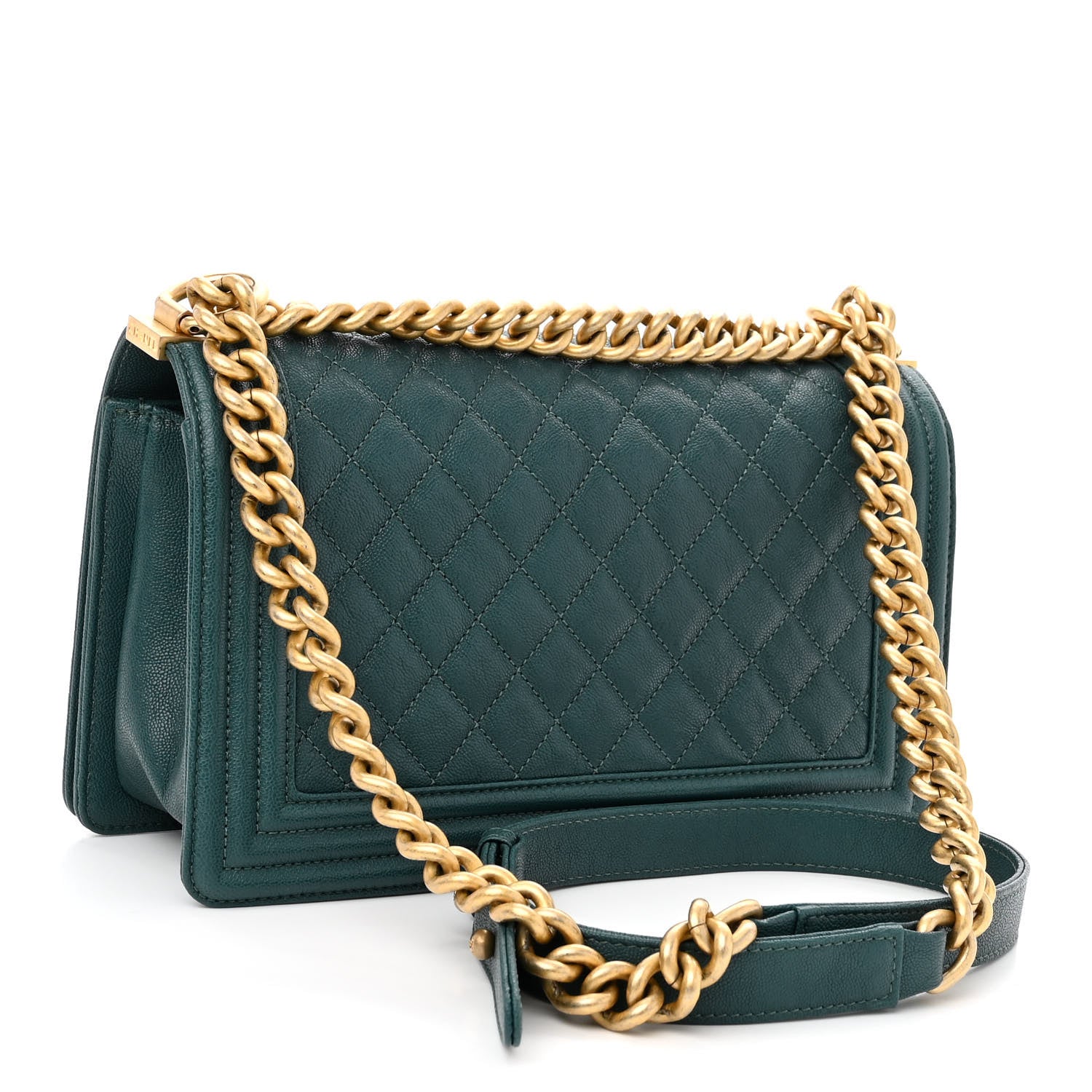 Chanel Caviar Quilted Medium Boy Flap Dark Green 3 of 10