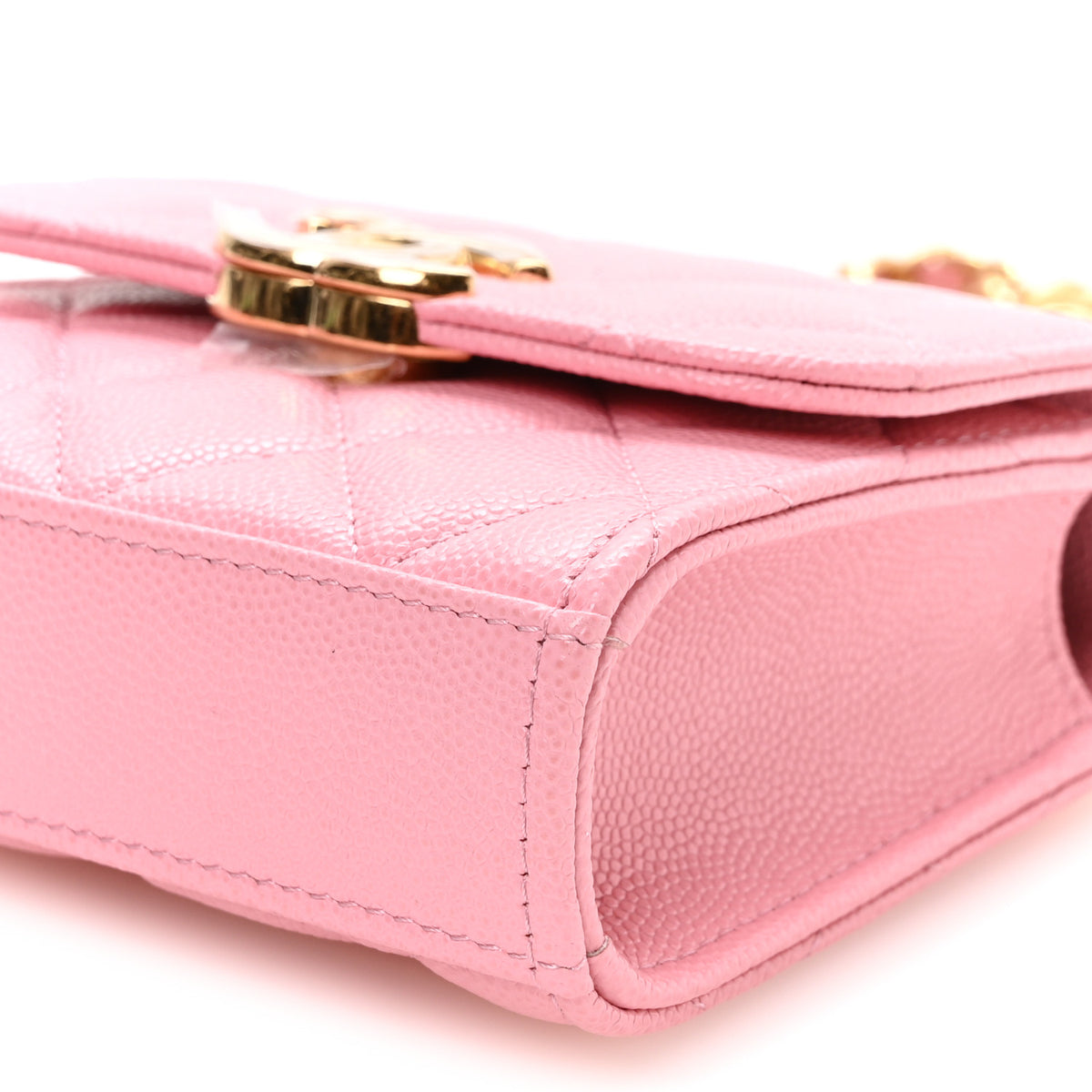 Caviar Quilted Coco First Clutch With Chain Light Pink