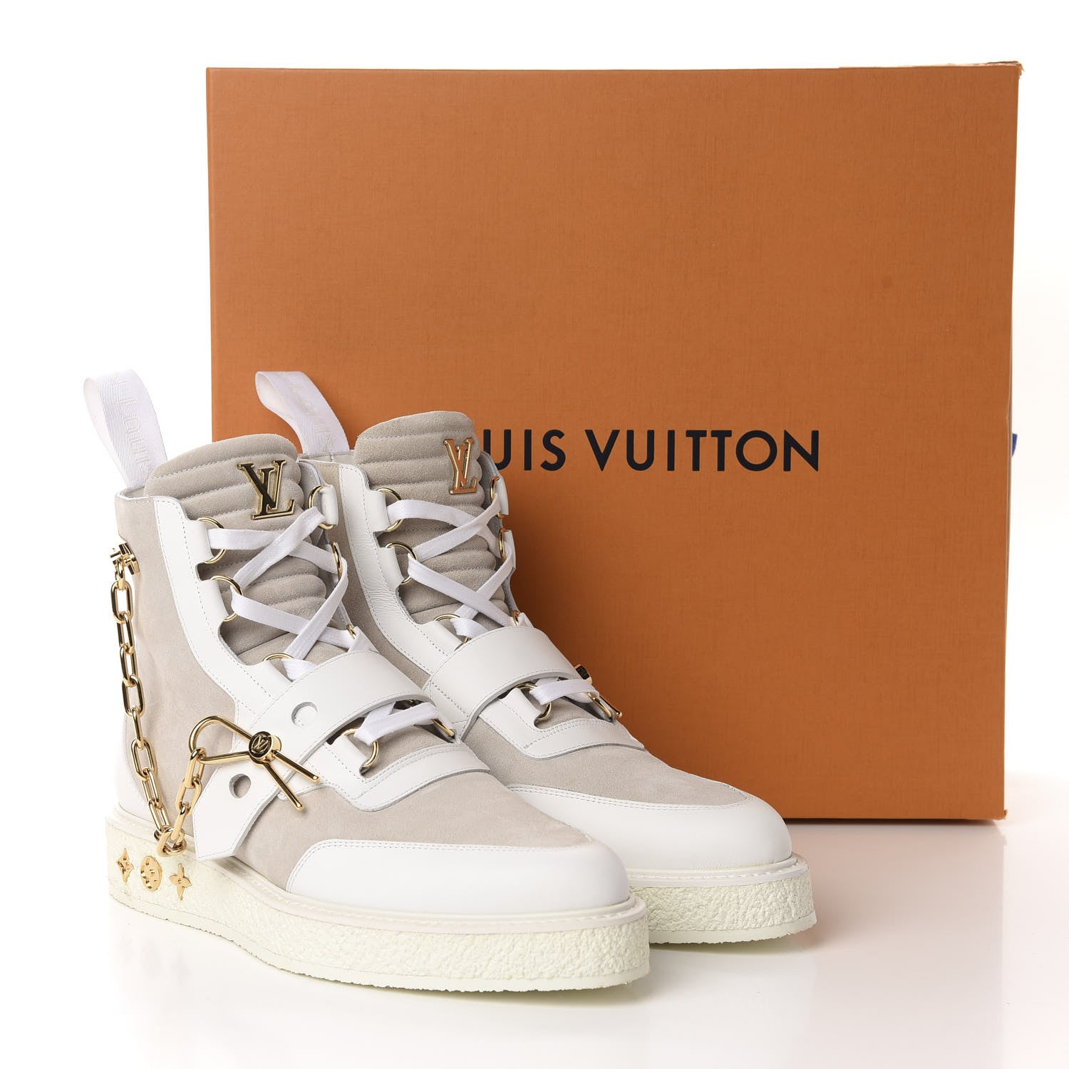 Louis Vuitton Calfskin Suede Mens Creeper Ankle Boots 7 White 10 of 10