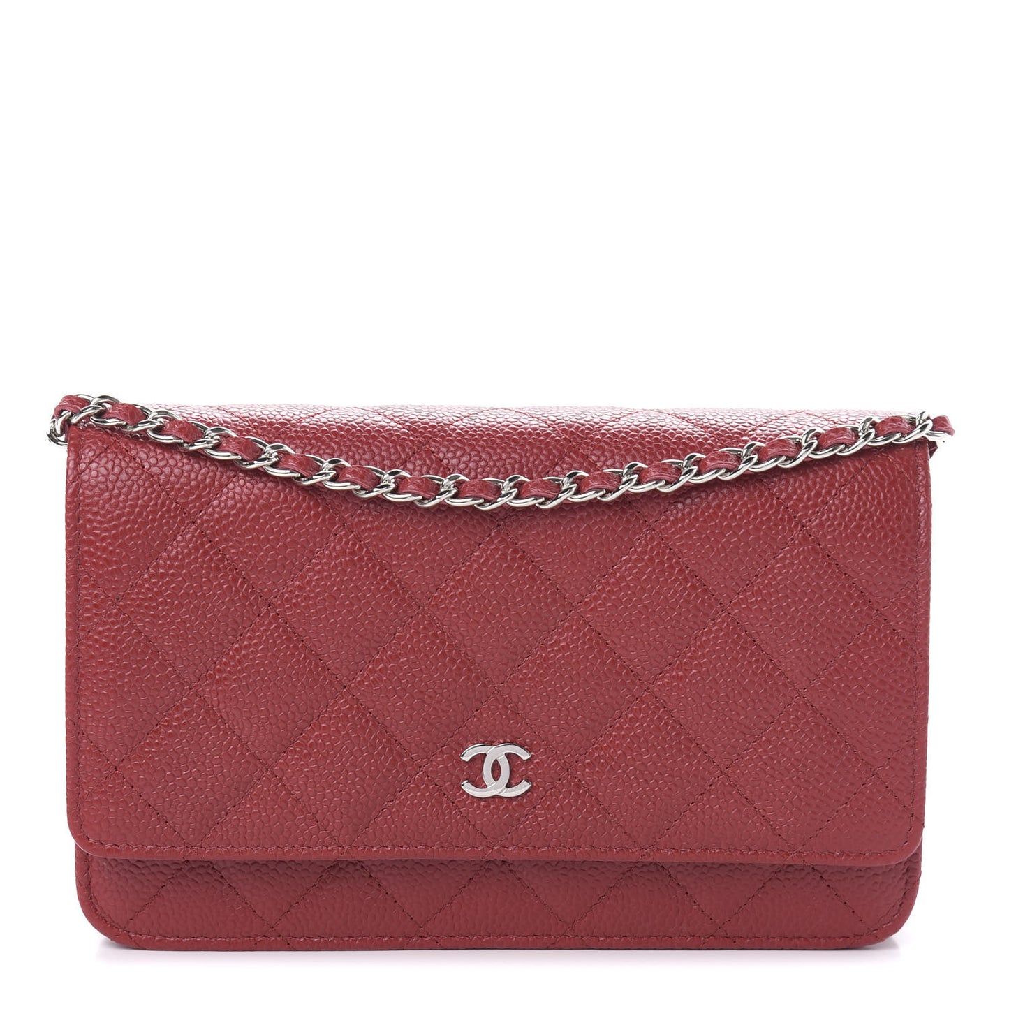 Caviar Quilted Wallet on Chain WOC Red