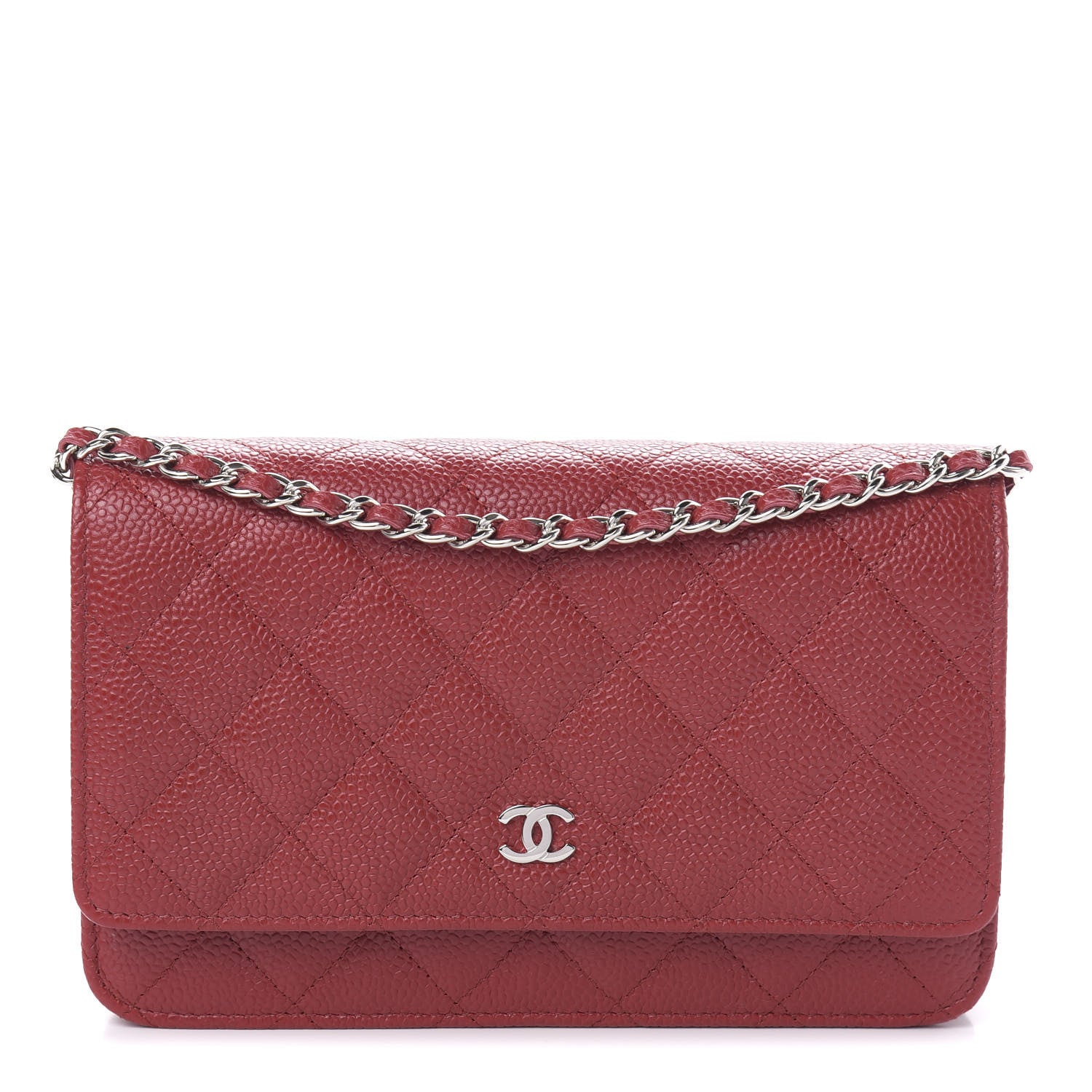 Chanel Caviar Quilted Wallet on Chain WOC Red 1 of 12