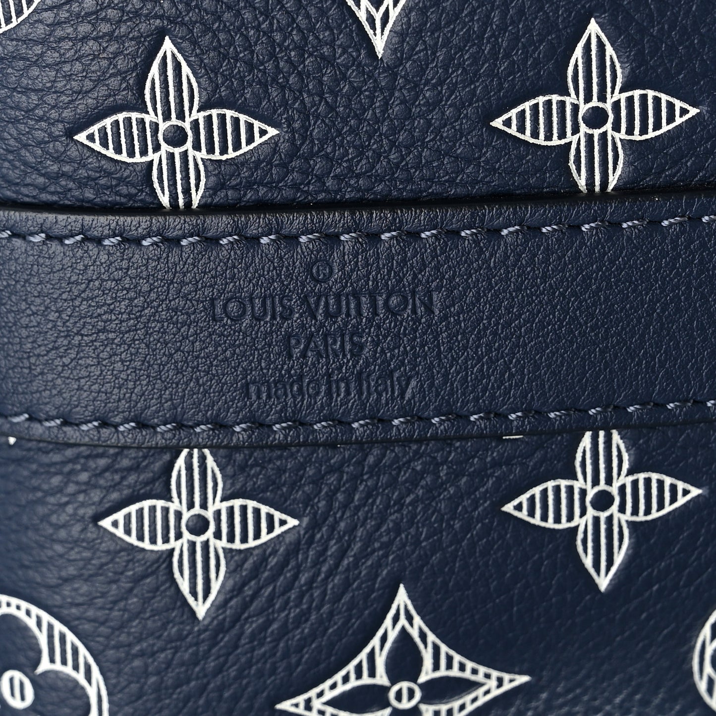 Calfskin Shadow Monogram Keepall Bandouliere 50 Ink Blue White
